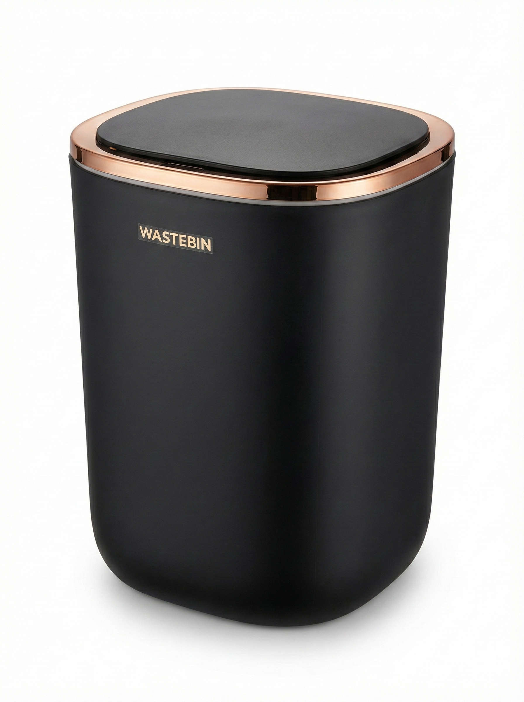 פח אשפה 10 ליטר עינית אלקטרונית לפתיחה | שחור מט פס רוז גולד | מק"ט 012