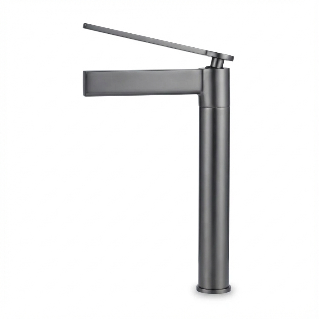 ברז לכיור מקלחת גבוה לכיור מונח | חמים קרים | מעוצב מפואר איכותי | אפור גרפיט | מק"ט 516/6