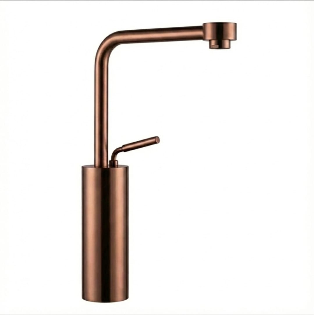 ברז מעצבים יוקרתי מודרני | חם קר לכיור מונח דגם " טוסקנה " רוז גולד מוברש מק"ט - 1702/4