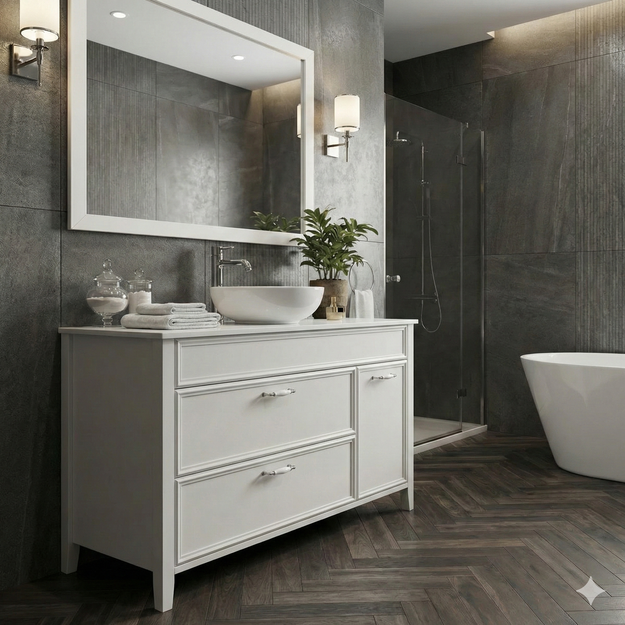 ארון אמבטיה דגם " קסטיאל " אפוקסי | ארון עומד | משטח חרס מק"ט 50090P