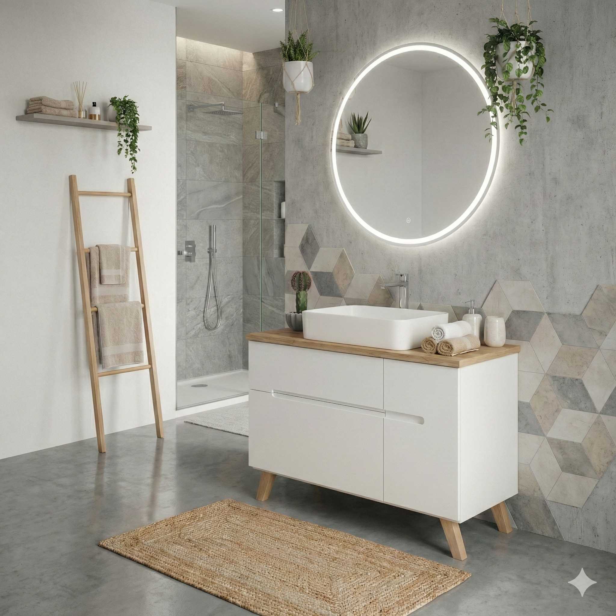 ארון אמבטיה דגם " פיטרה " אפוקסי | ארון עומד | משטח בוצ׳ר מק"ט 50103P