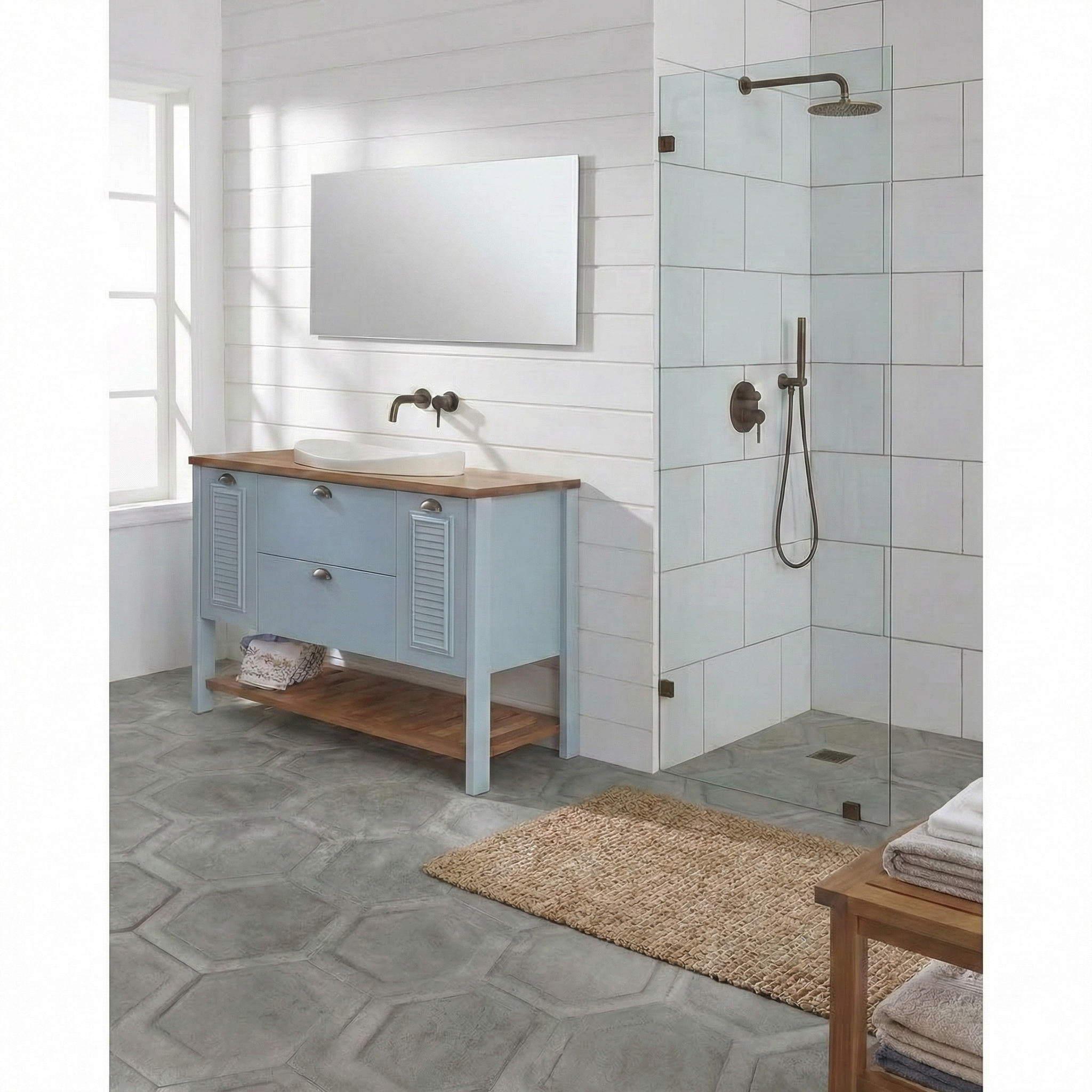 ארון אמבטיה דגם " אדל " אפוקסי | ארון עומד | משטח בוצ׳ר מק"ט 50064P