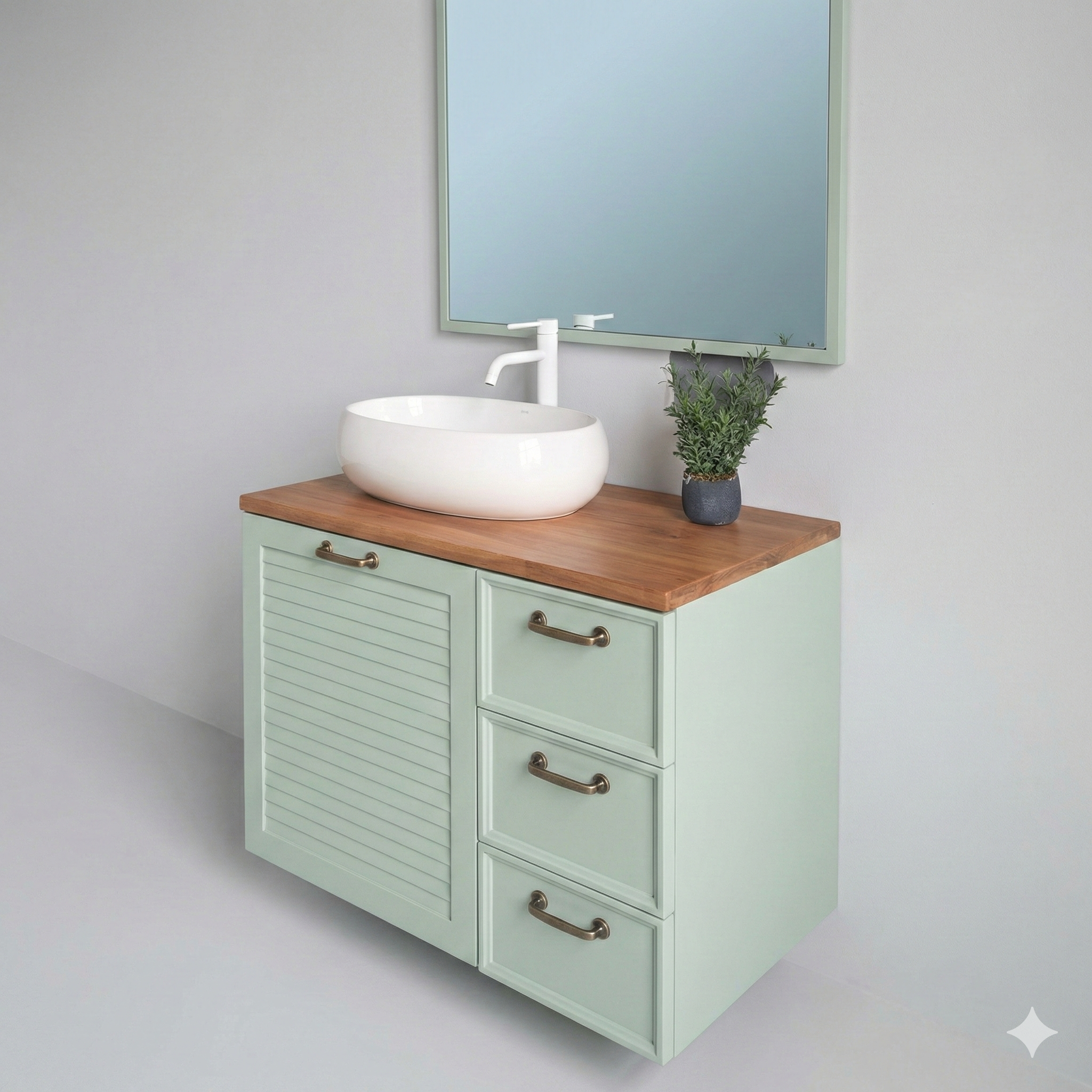 ארון אמבטיה דגם " דולמיט " אפוקסי | ארון תלוי | משטח בוצ׳ר מק"ט 50061P