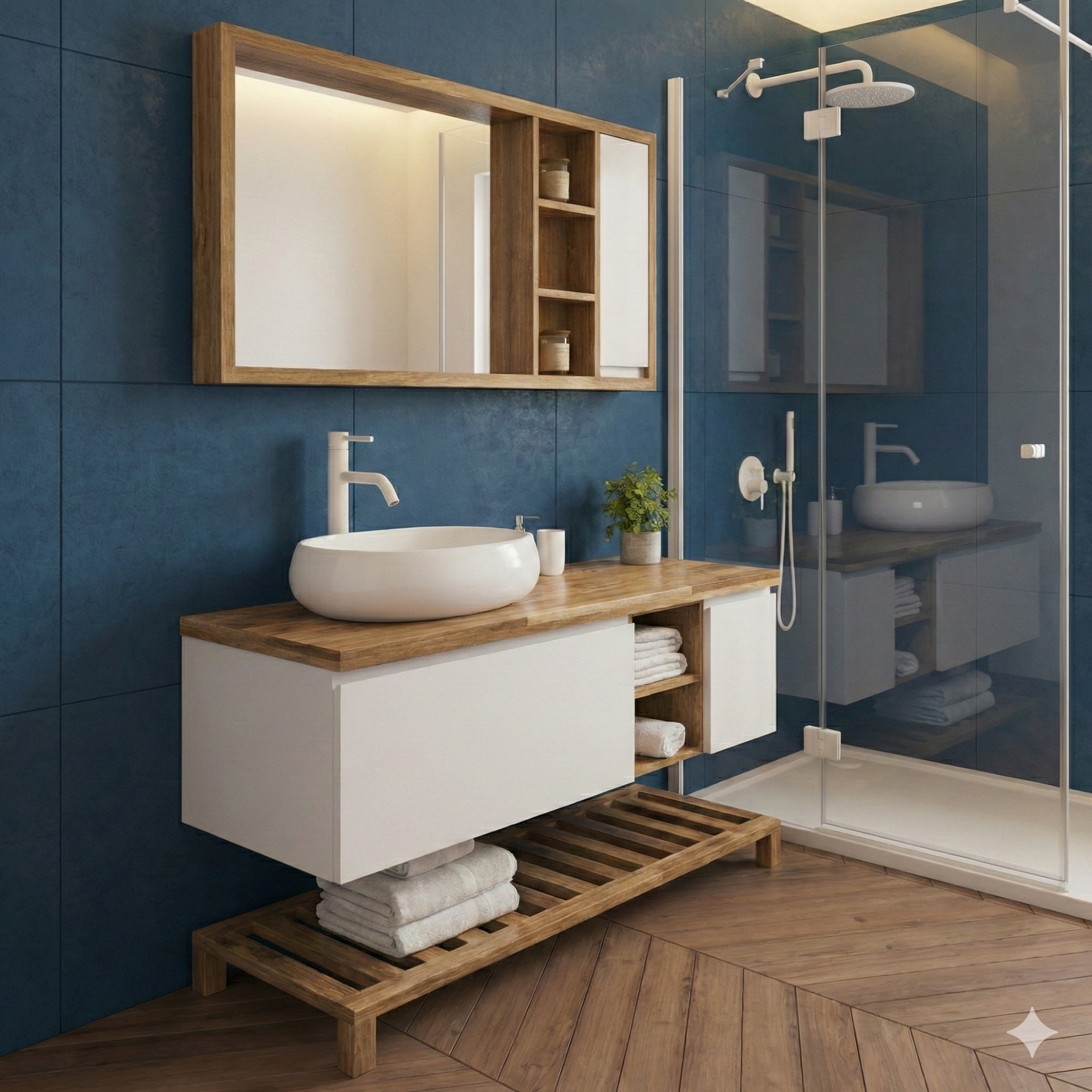 ארון אמבטיה דגם " מטריקס " אפוקסי | ארון תלוי | משטח בוצ׳ר מק"ט 50101P