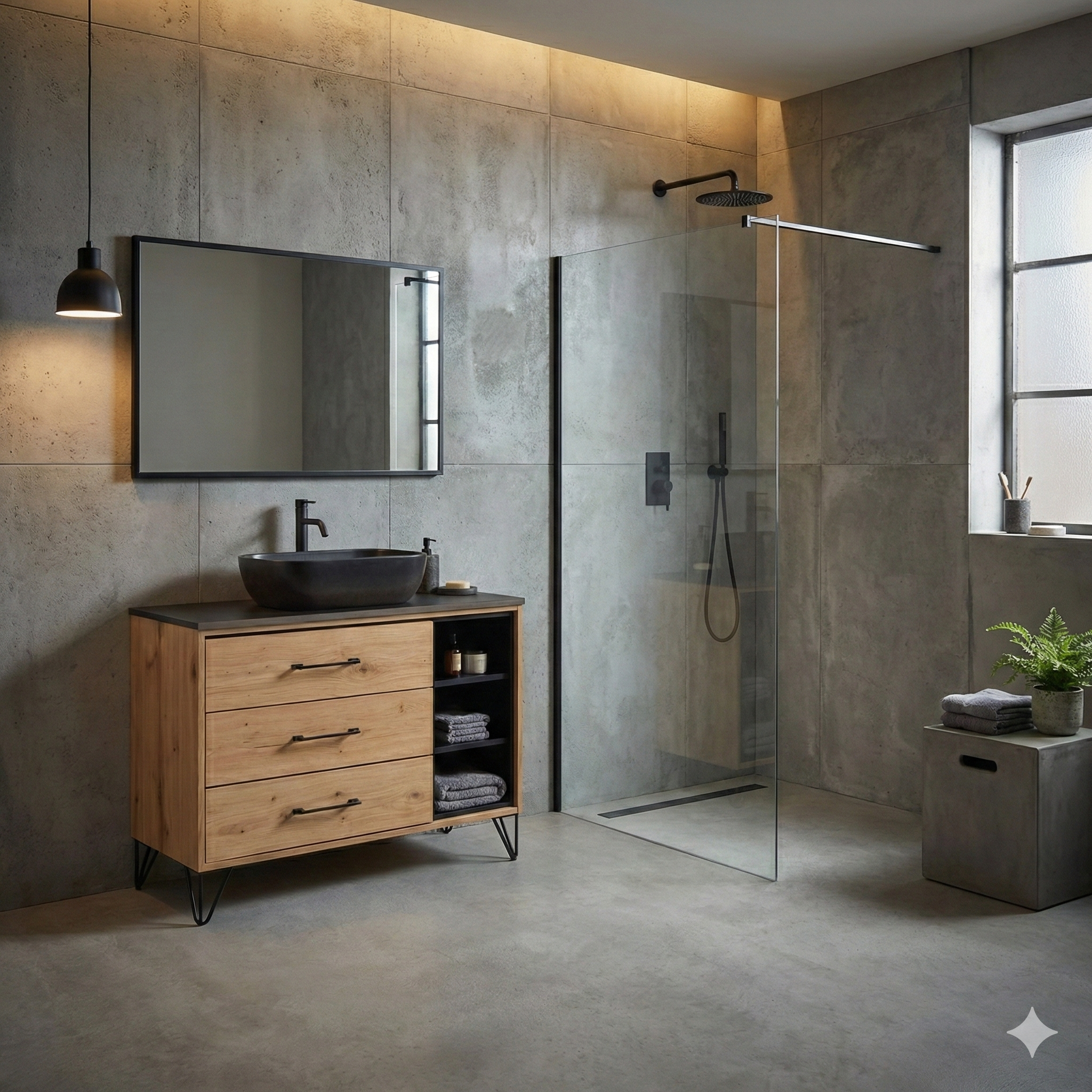 ארון אמבטיה דגם "קאניו "  פורניר | ארון עומד | משטח בוצ׳ר מק"ט 50004P