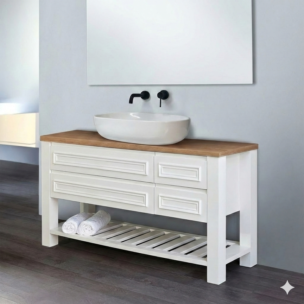 ארון אמבטיה דגם " לגו " אפוקסי | ארון עומד | משטח בוצ׳ר מק"ט 50069P