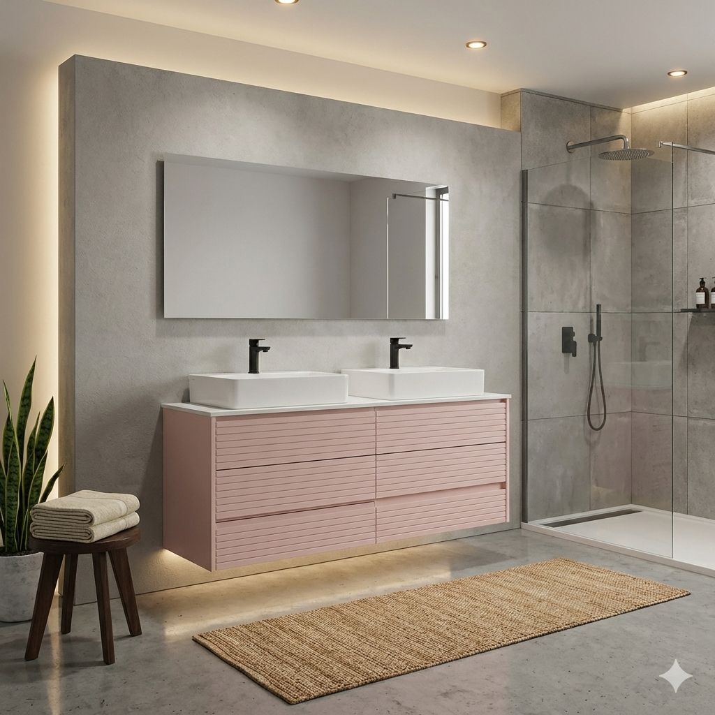 ארון אמבטיה דגם " בילה " אפוקסי | ארון תלוי | משטח בוצ׳ר מק"ט 50046P