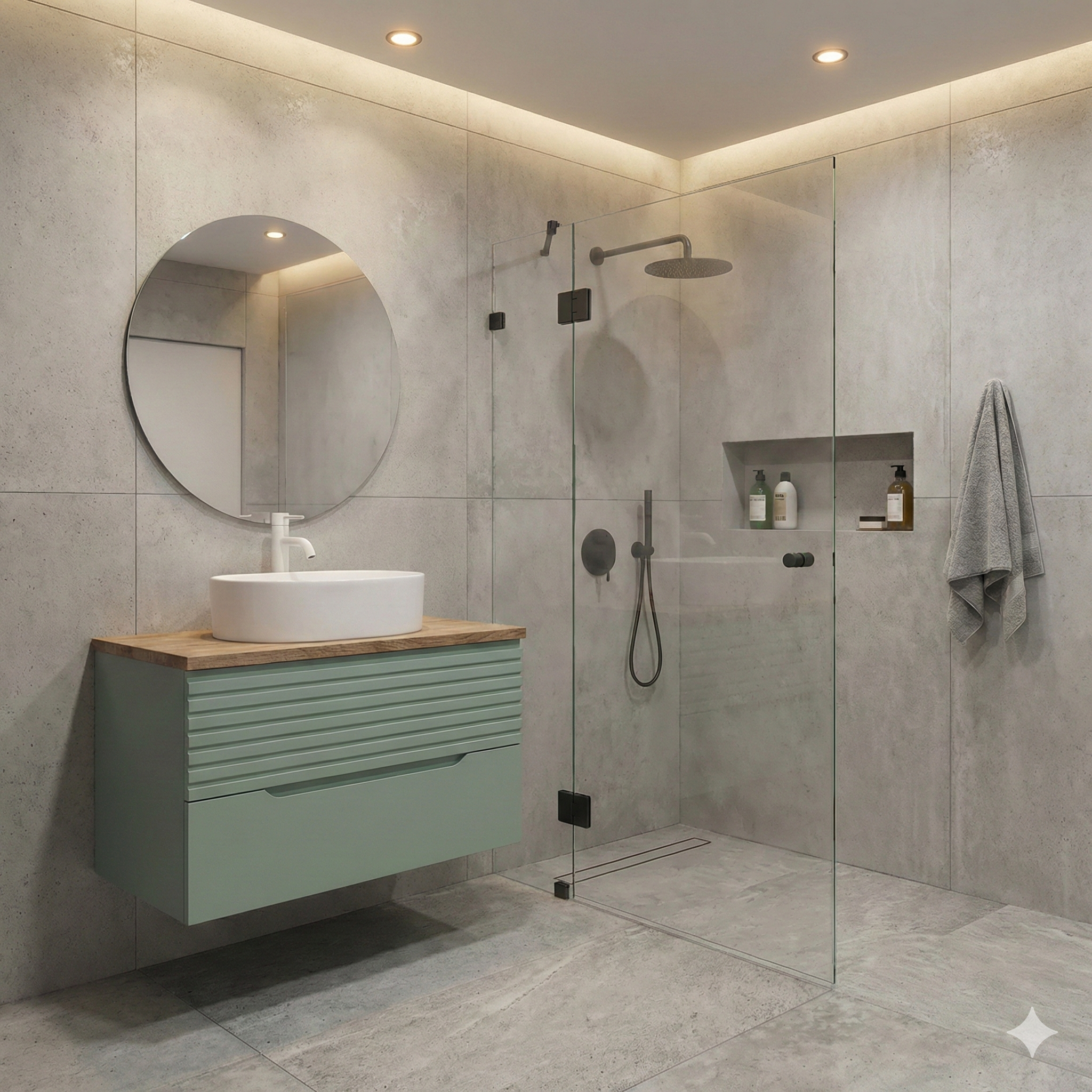 ארון אמבטיה דגם " מונה " אפוקסי | ארון תלוי | משטח בוצ׳ר מק"ט 50039P