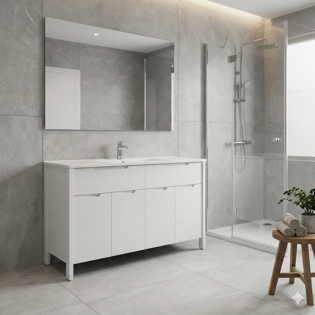 ארון אמבטיה דגם " לאונרדו " אפוקסי | ארון עומד | משטח חרס מק"ט 50096P