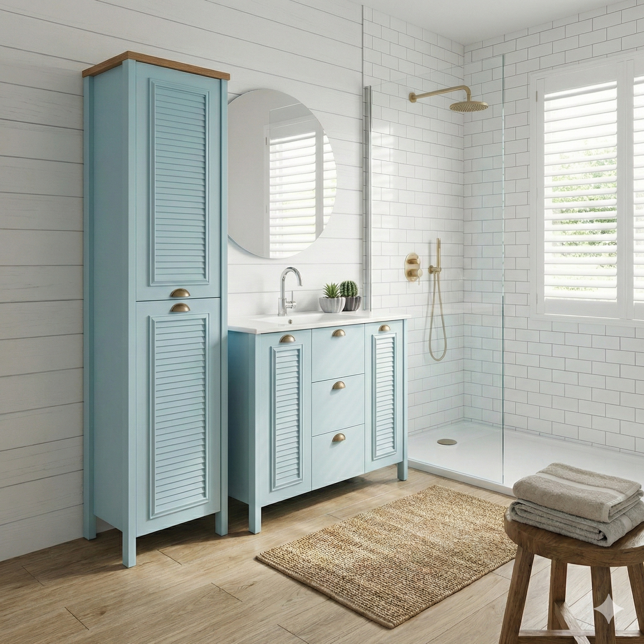 ארון אמבטיה דגם " ברגאמו " אפוקסי | ארון עומד | משטח חרס מק"ט 50098P