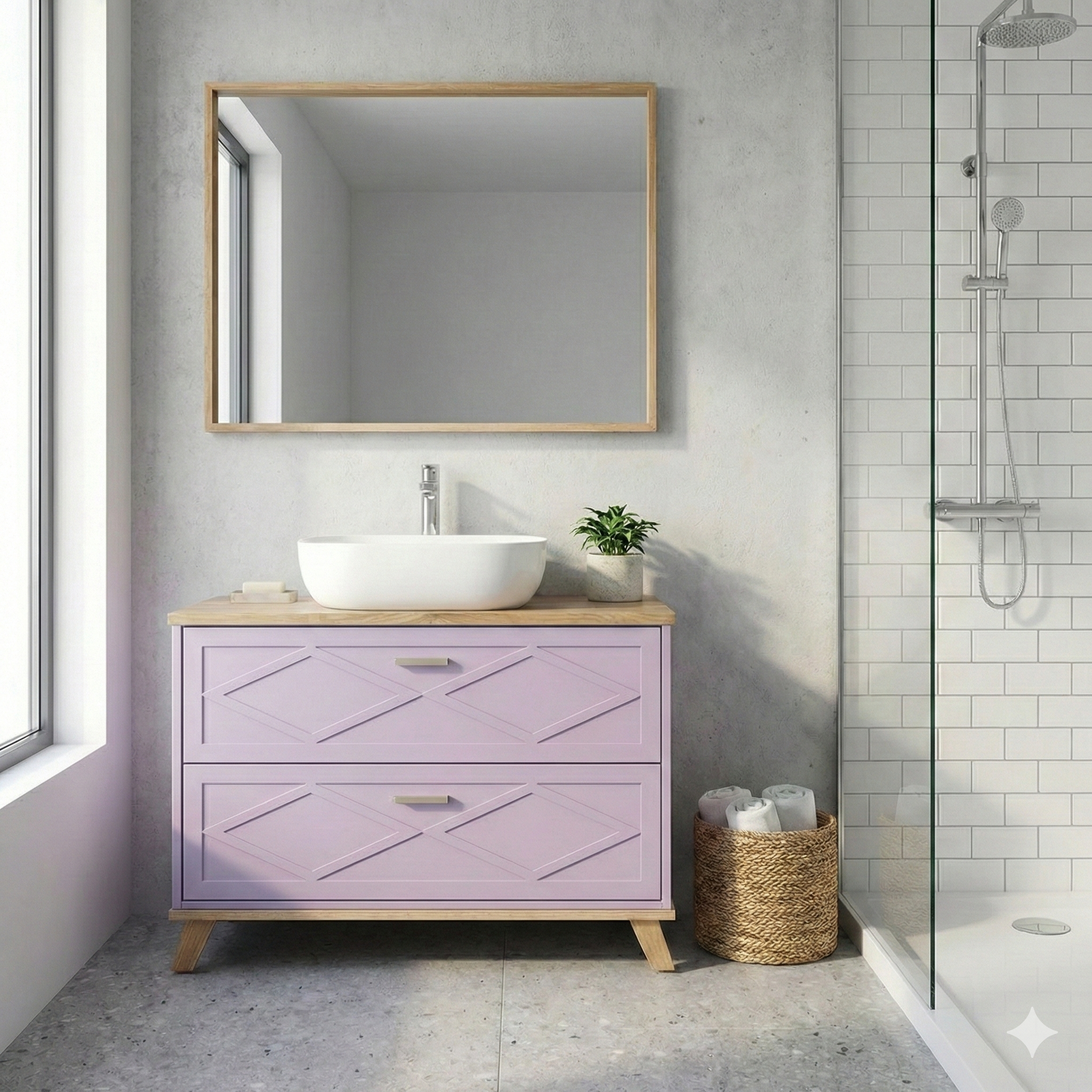 ארון אמבטיה דגם " אמור " אפוקסי | ארון עמוד | משטח בוצ׳ר מק"ט 50053P