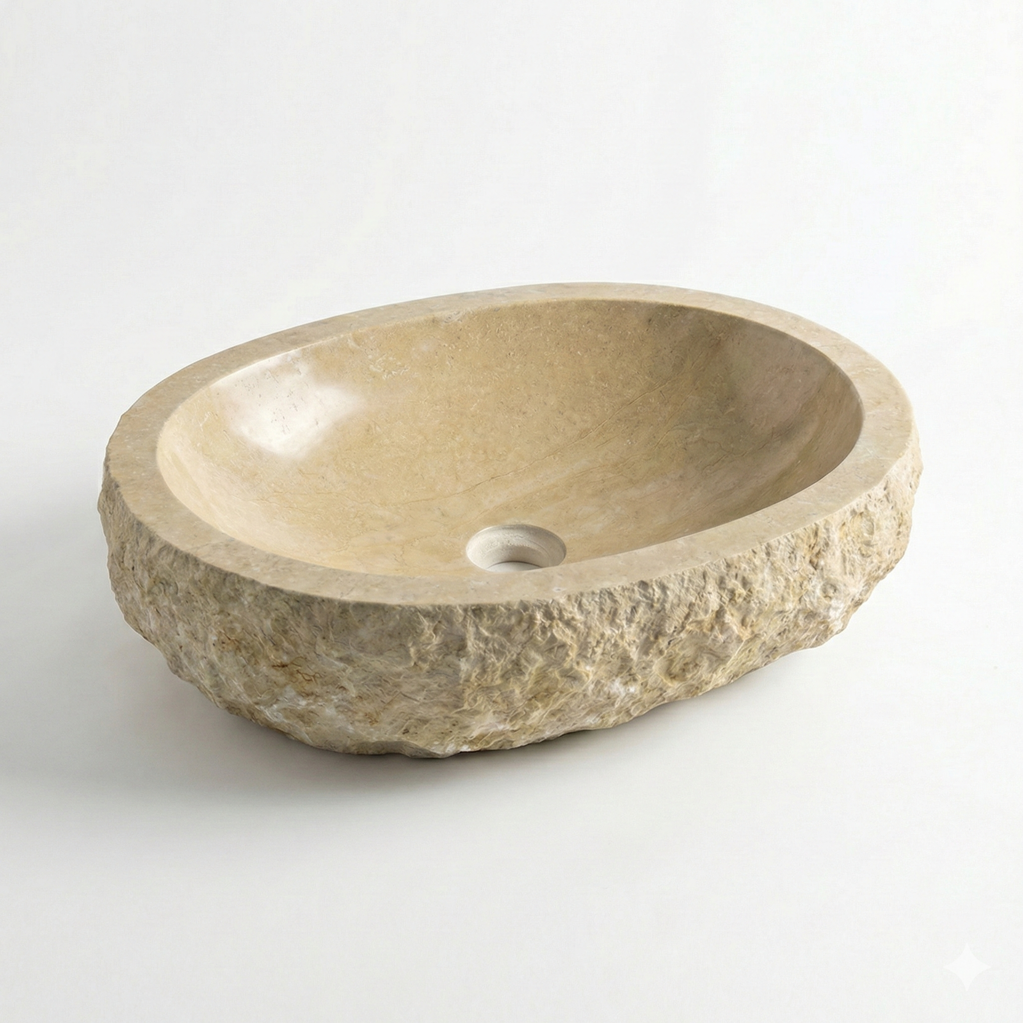 כיור אבן מיוחד בסגנון ענתיק עבודת יד | אובלי אורך 51 רוחב 38 גובה 12.5 ס"מ מק"ט 1113