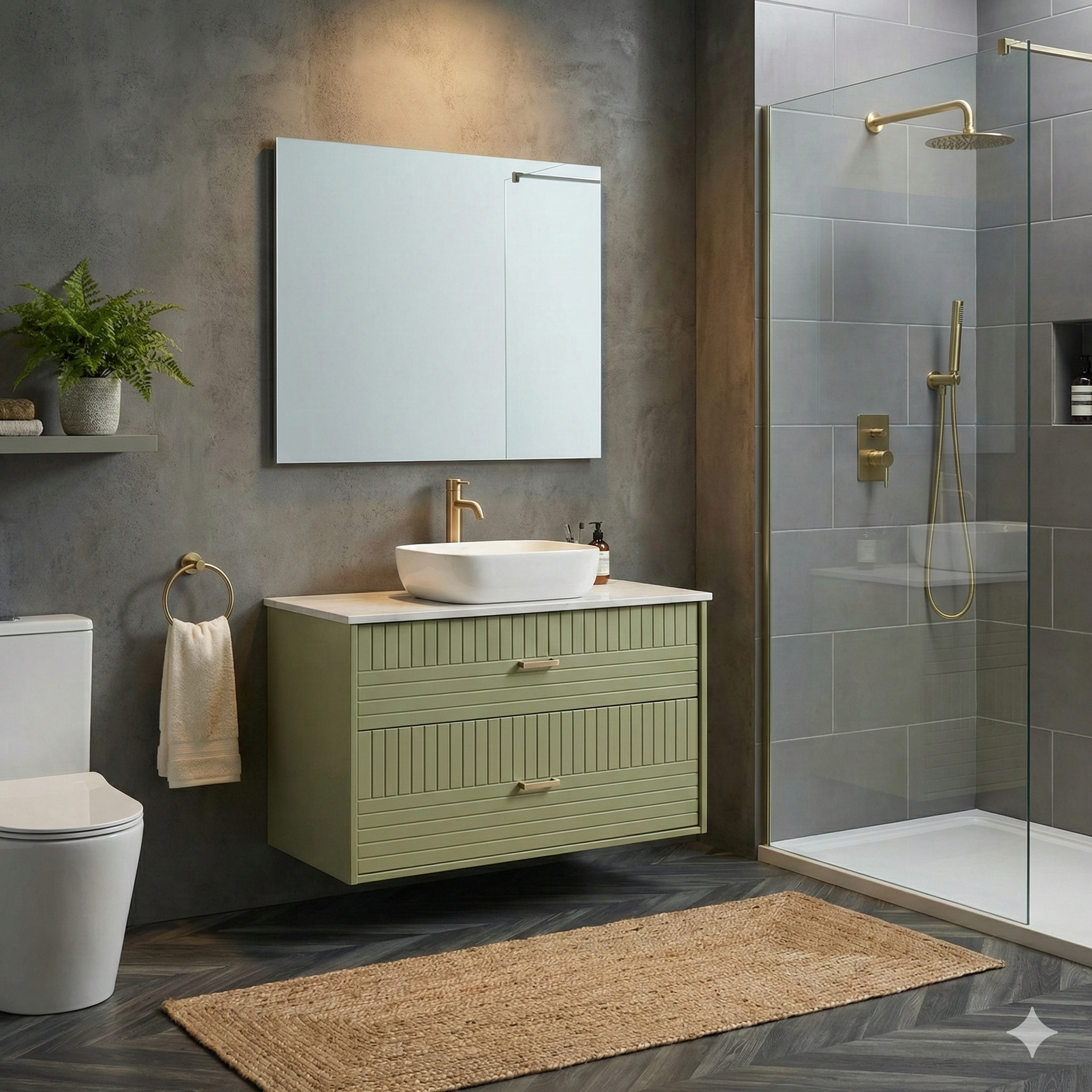 ארון אמבטיה דגם " טיפאני " אפוקסי | ארון תלוי | משטח שיש לבן מק"ט 50035P