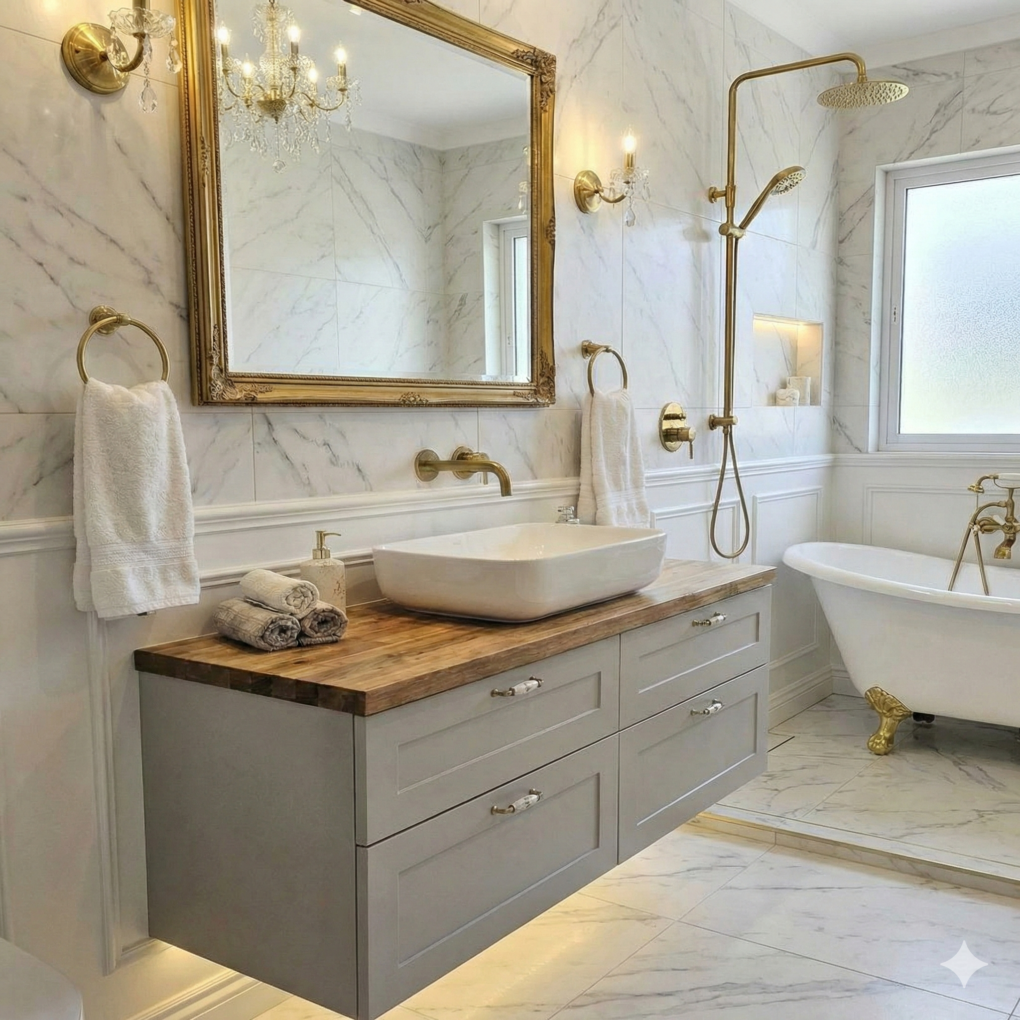 ארון אמבטיה דגם " ונסה " אפוקסי | ארון תלוי | משטח בוצ׳ר מק"ט 50073P