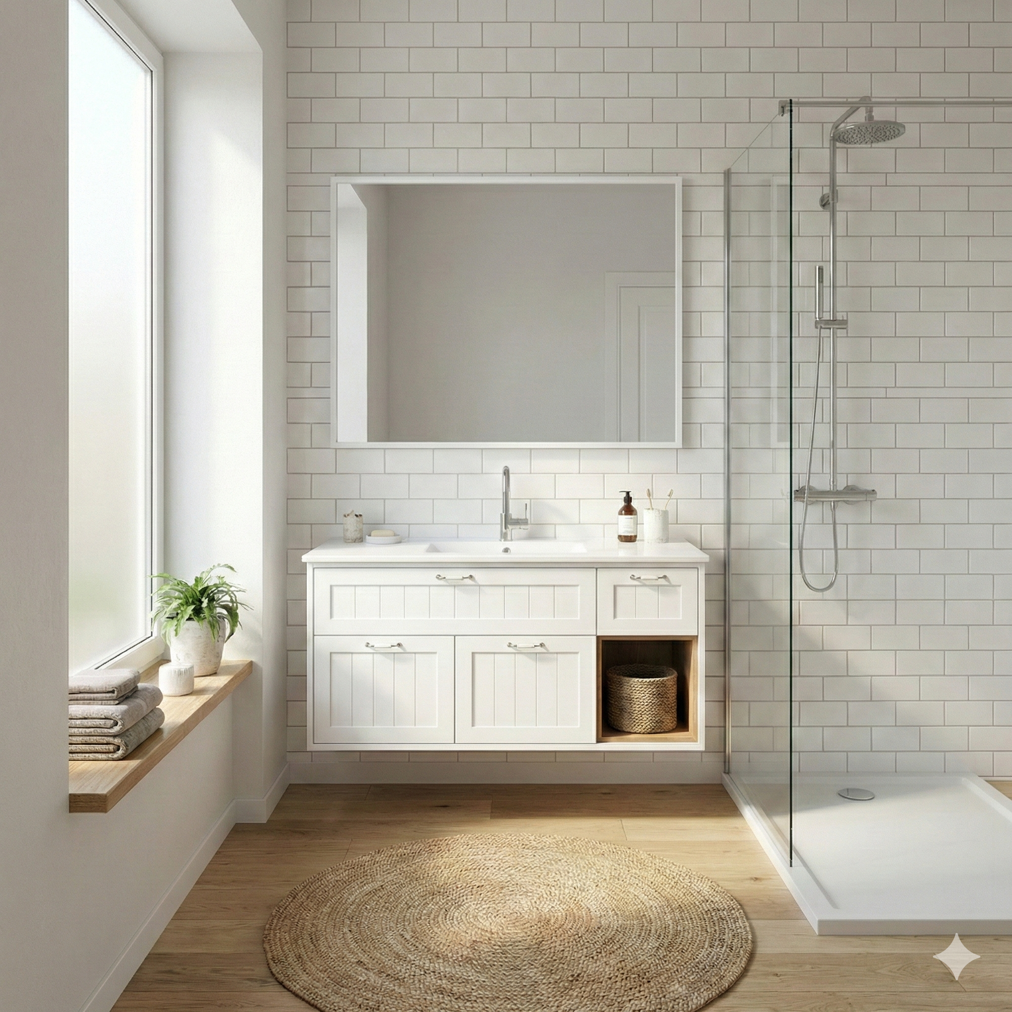 ארון אמבטיה דגם " מדלן " אפוקסי | ארון תלוי | משטח חרס מק"ט 50086P