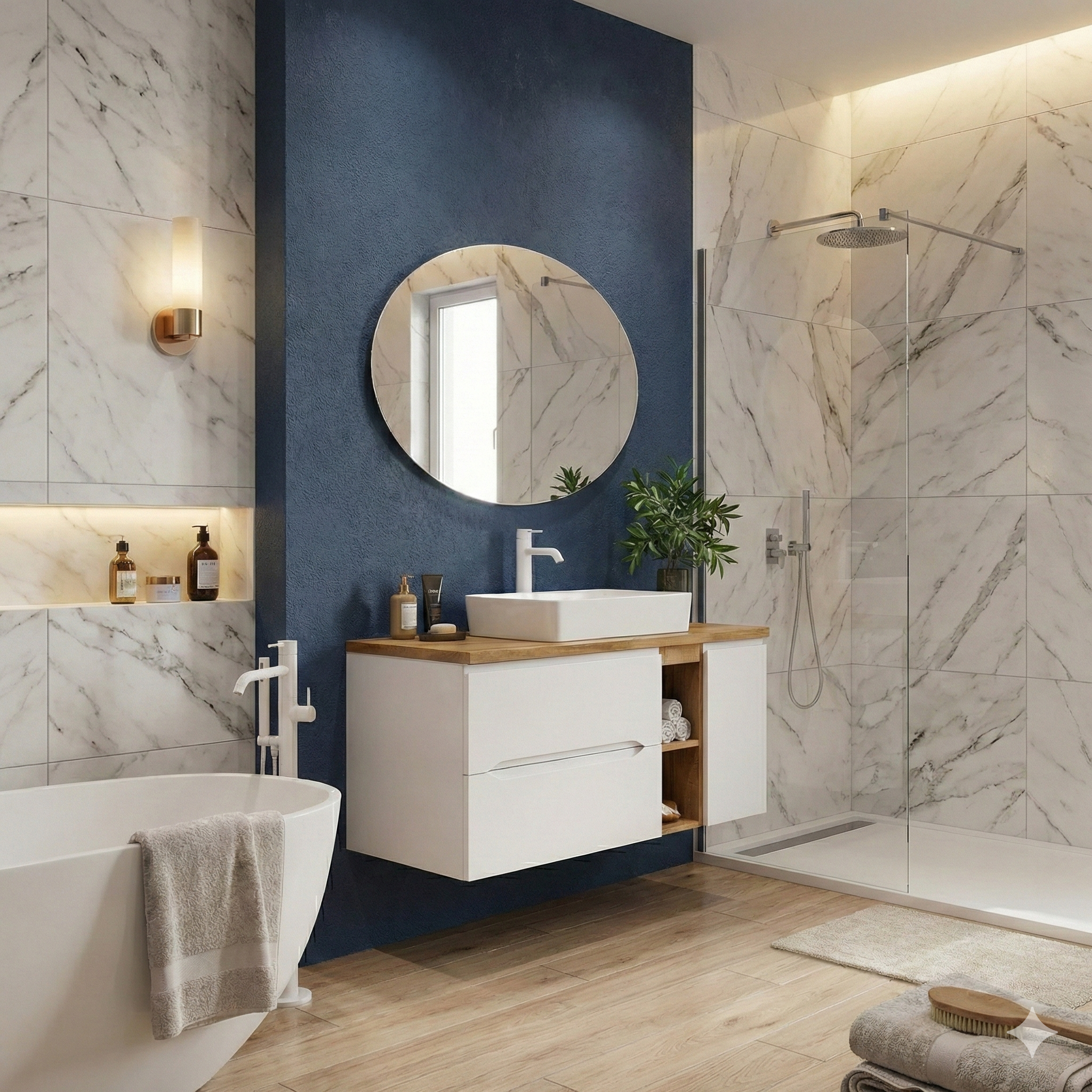 ארון אמבטיה דגם " דומו " אפוקסי | ארון תלוי | משטח בוצ׳ר מק"ט 50104P