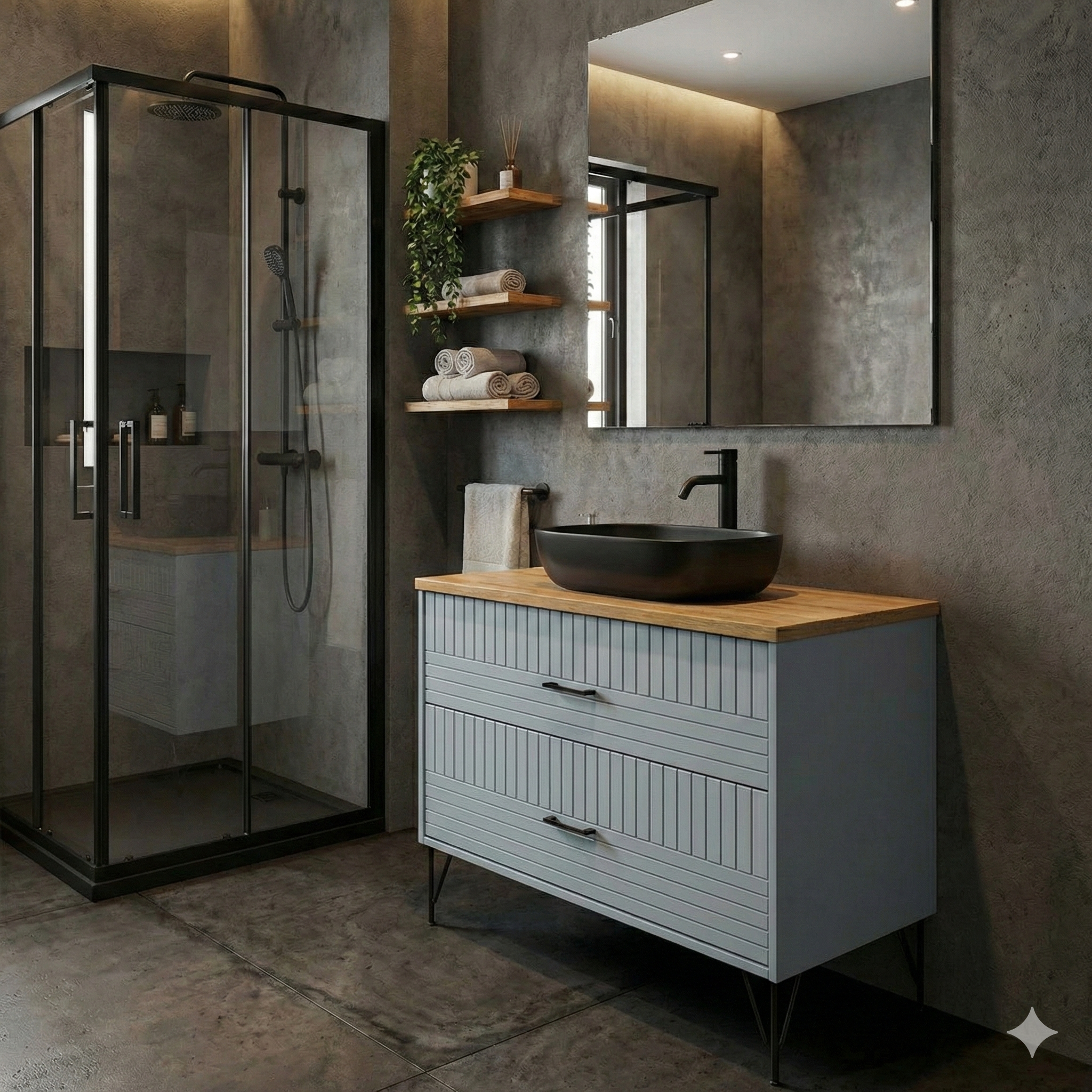 ארון אמבטיה דגם " דוקס " אפוקסי | ארון עמוד | משטח בוצ׳ר מק"ט 50041P