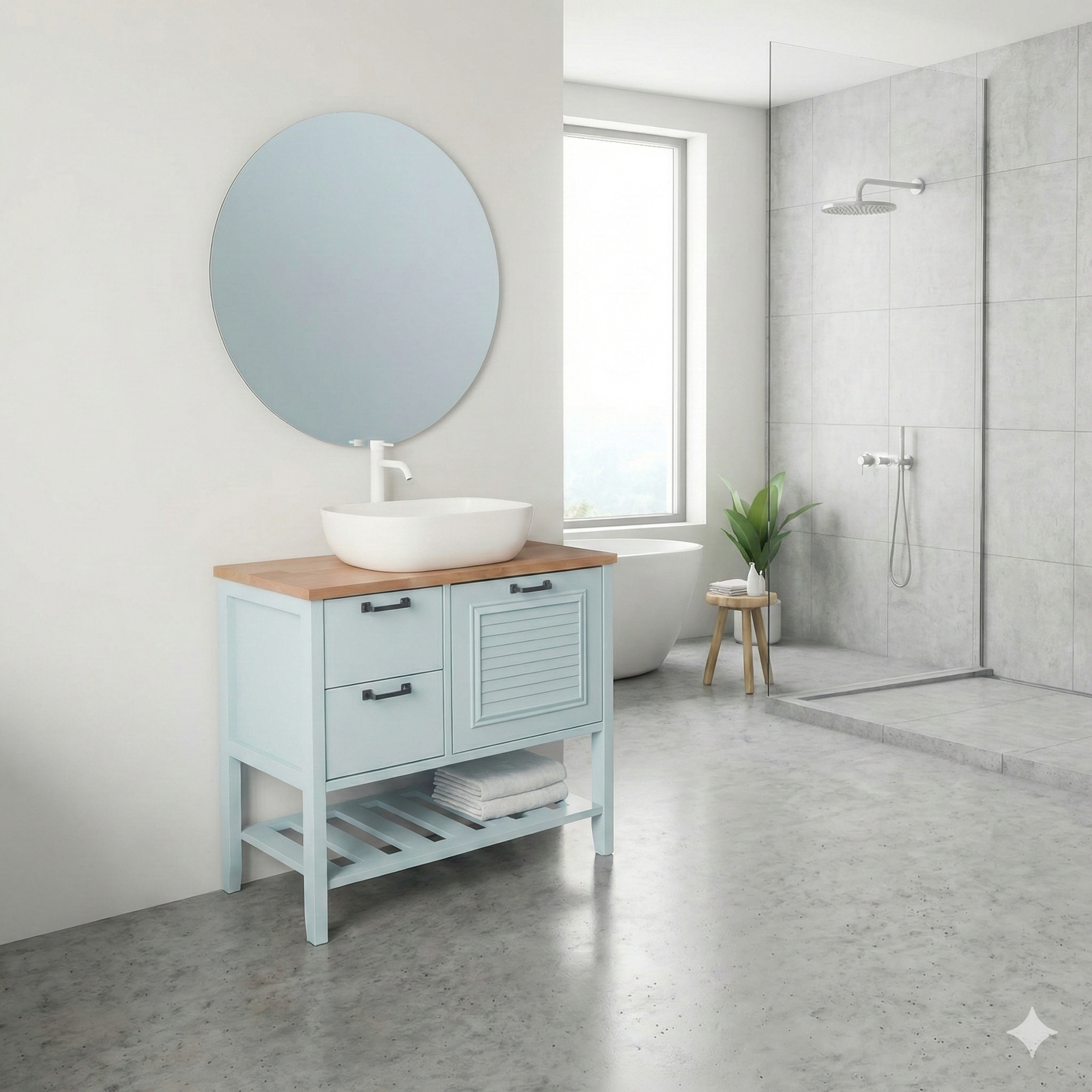 ארון אמבטיה דגם " אלברטו " אפוקסי | ארון עמוד | משטח בוצ׳ר מק"ט 50049P