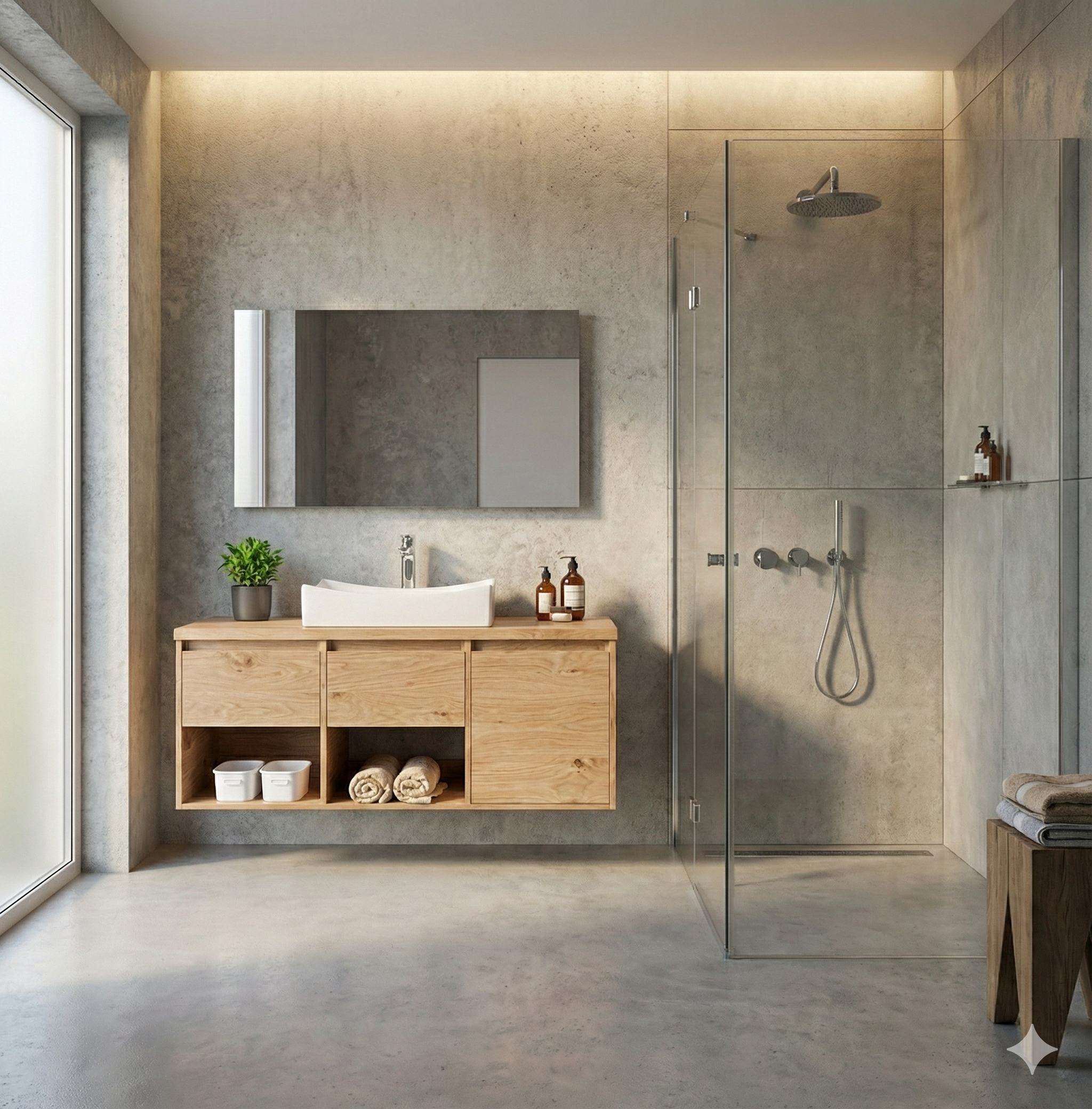 ארון אמבטיה דגם " פוזיטינו " פורניר | ארון תלוי | משטח בוצ׳ר מק"ט 50018P