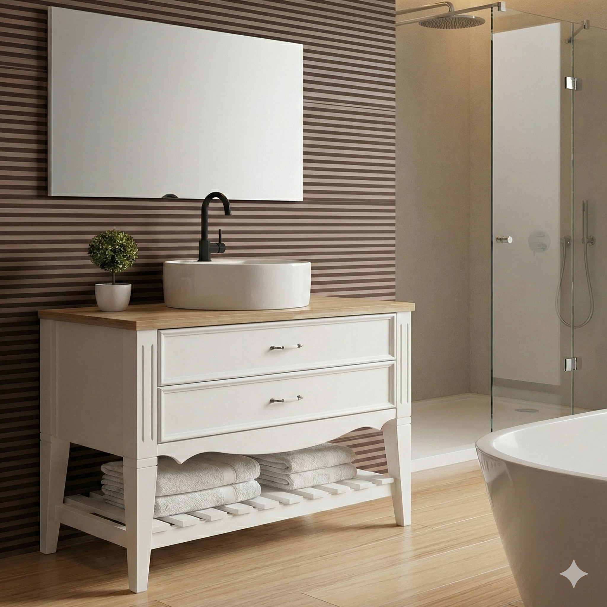 ארון אמבטיה דגם " פיאנו " אפוקסי | ארון עומד | משטח בוצ׳ר מק"ט 50082P