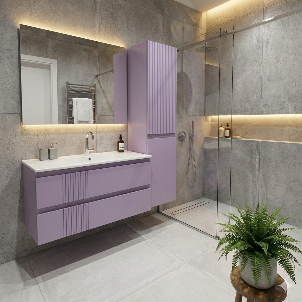 ארון אמבטיה דגם " גובנה " אפוקסי | ארון תלוי | משטח חרס מק"ט 50043P