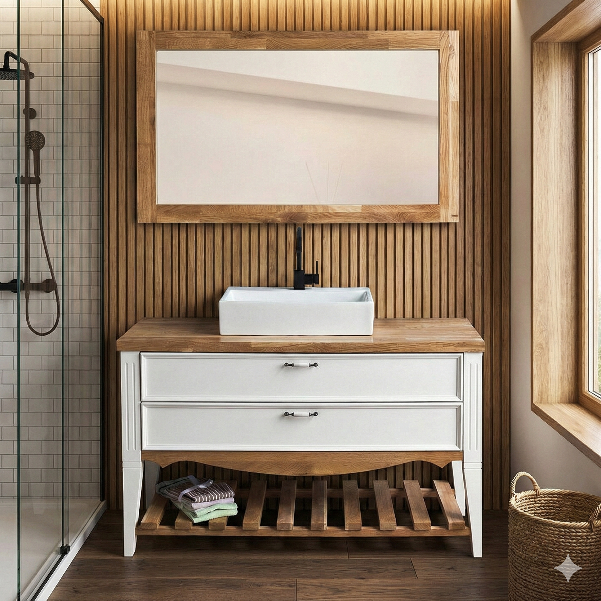 ארון אמבטיה דגם " ורטיגו " אפוקסי | ארון עומד | משטח בוצ׳ר מק"ט 50083P