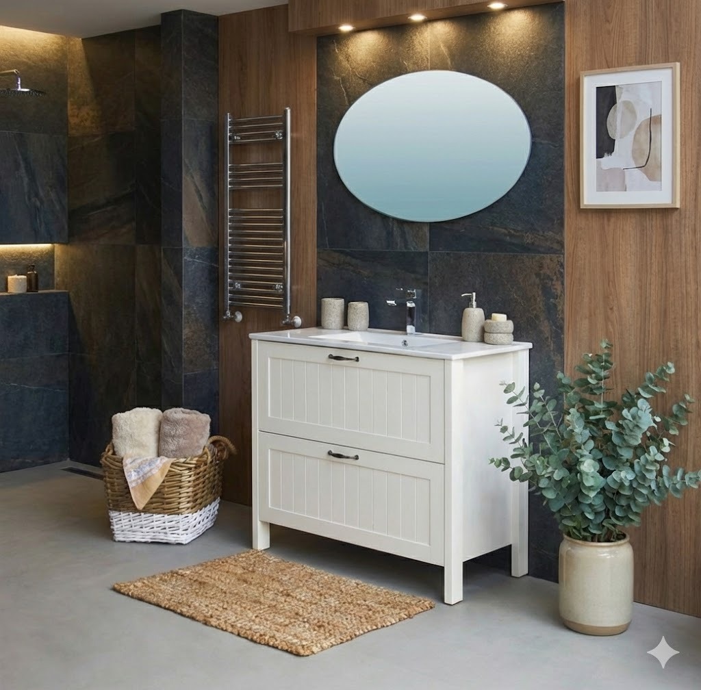 ארון אמבטיה דגם " לורנצו " אפוקסי | ארון עומד | משטח חרס מק"ט 50089P