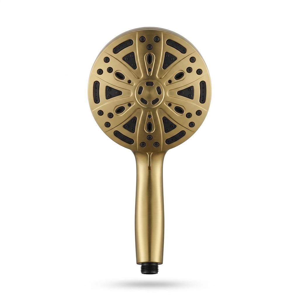 מזלף יד ענק עם 10 מצבי זרימה | דגם "מטריקס" | זהב מוברש | מק"ט 975BG