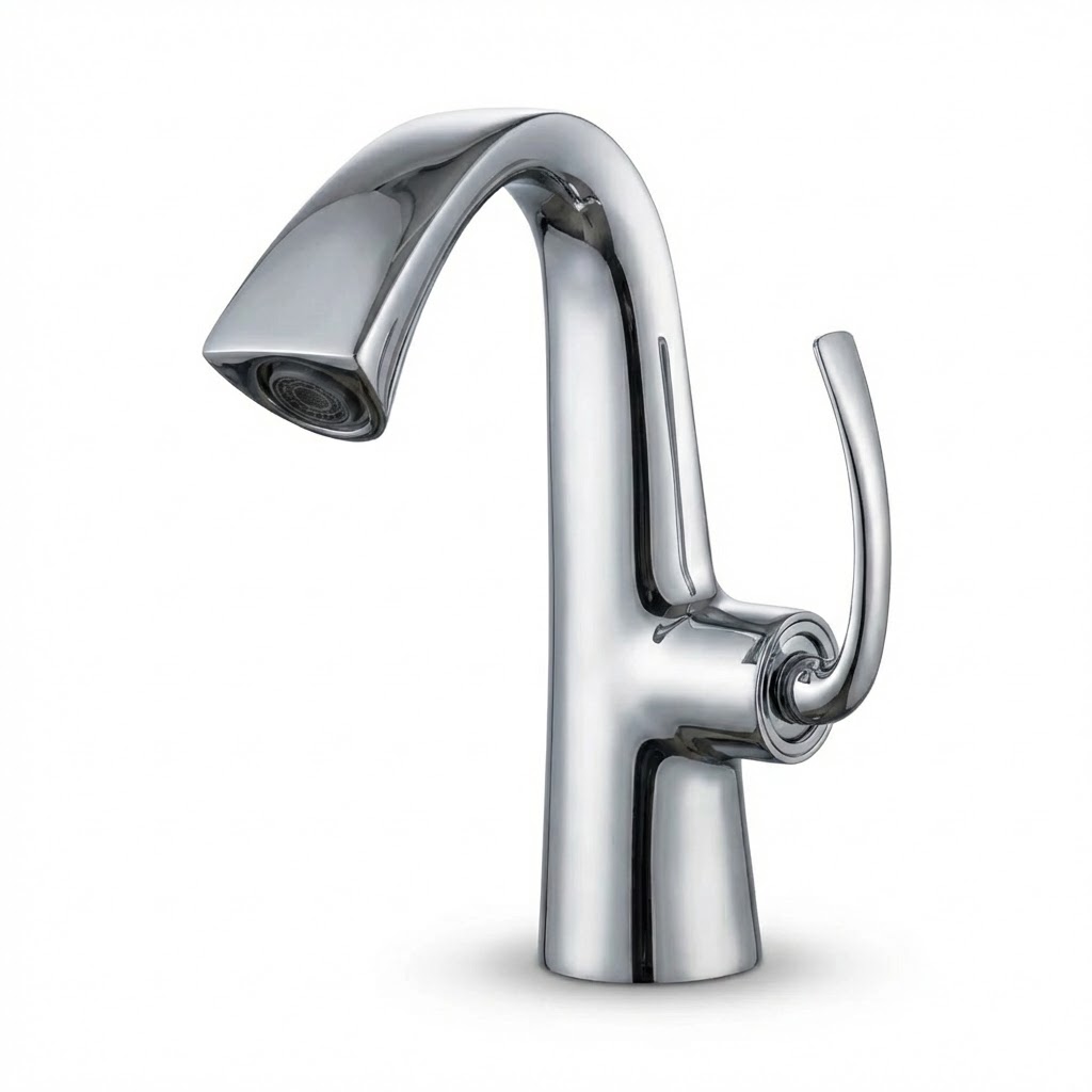 ברז חם / קר לכיור אינטגרלי | "דגם נארי" | זהב מוברש | מק"ט 405