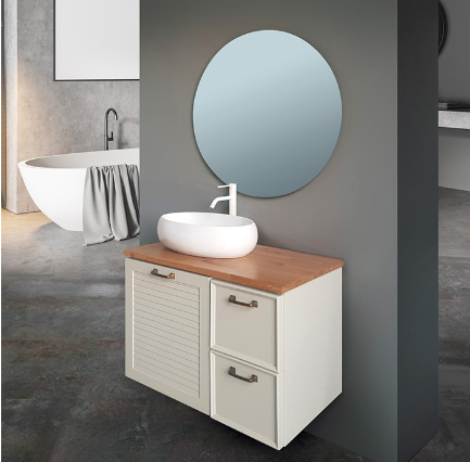 ארון אמבטיה דגם " סוינה " אפוקסי | ארון תלוי | משטח בוצ׳ר  מק"ט 50052P