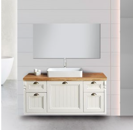 ארון אמבטיה דגם " אטנה " אפוקסי | ארון תלוי | משטח בוצ׳ר  מק"ט 50068P