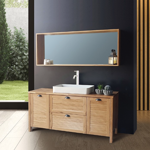 ארון אמבטיה דגם "פאדאנה " פורניר | ארון עומד | משטח בוצ׳ר P מק"ט 50007