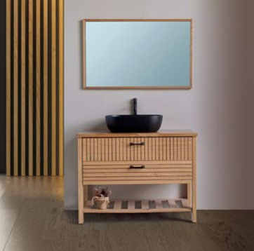 ארון אמבטיה דגם "אליזבת " פורניר  | ארון עומד | משטח בוצ׳ר  מק"ט 50009P