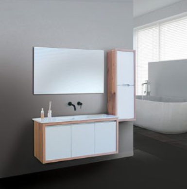 ארון אמבטיה דגם " קארדה" פורניר בשילוב אפוקסי | ארון תלוי | משטח חרס  מק"ט 50032P