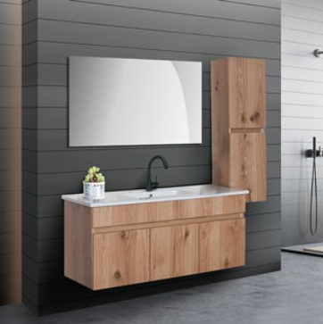 ארון אמבטיה דגם " אלבה " פורניר | ארון תלוי | משטח חרס מק"ט 50024P