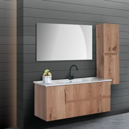 ארון אמבטיה דגם " קורטינה " פורניר | ארון תלוי | משטח חרס מק"ט 50022P