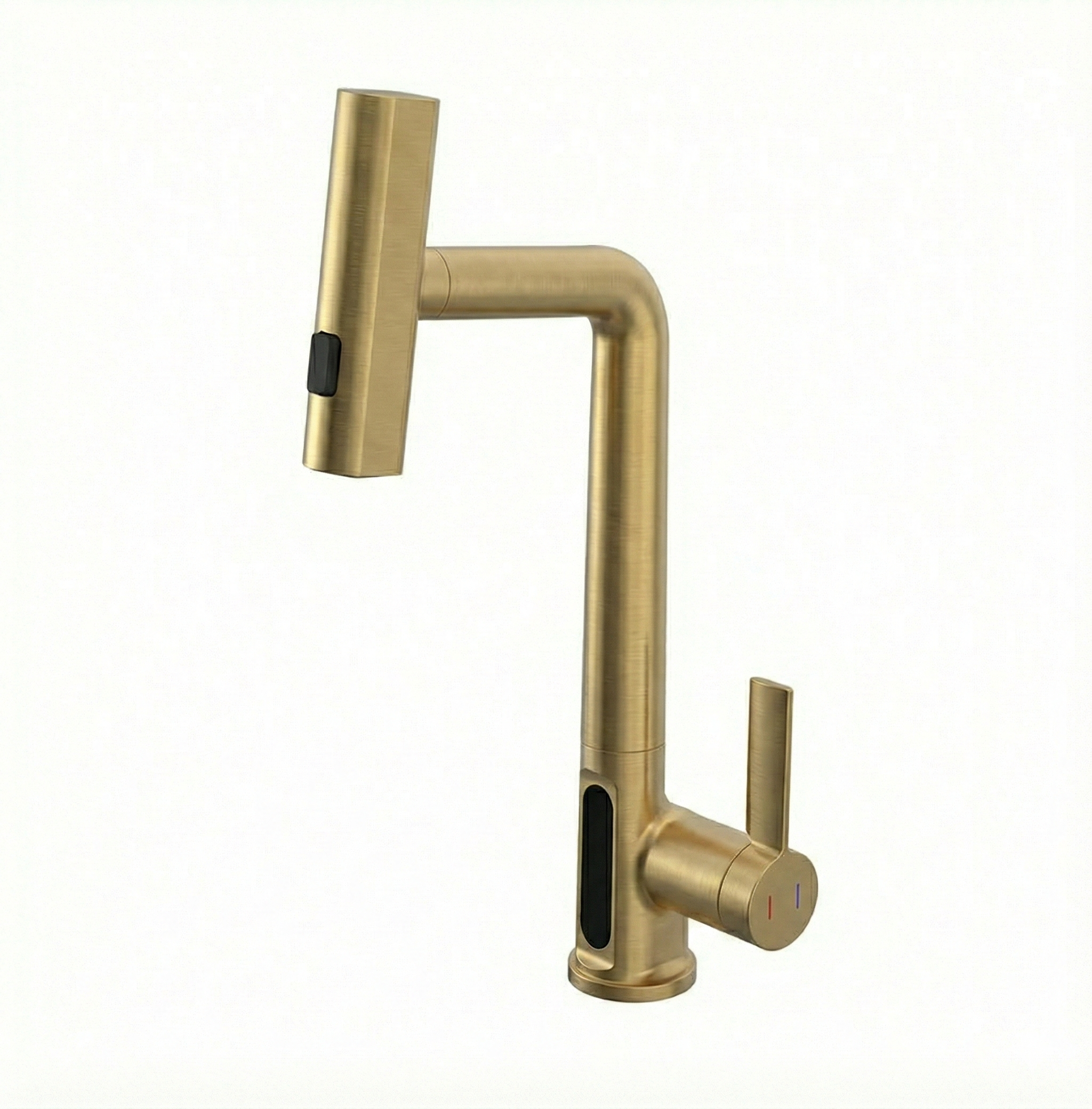 ברז מטבח נשלף + מפל וצג דיגיטלי | "חמת הפצה" | זהב מוברש | מק"ט 085/2