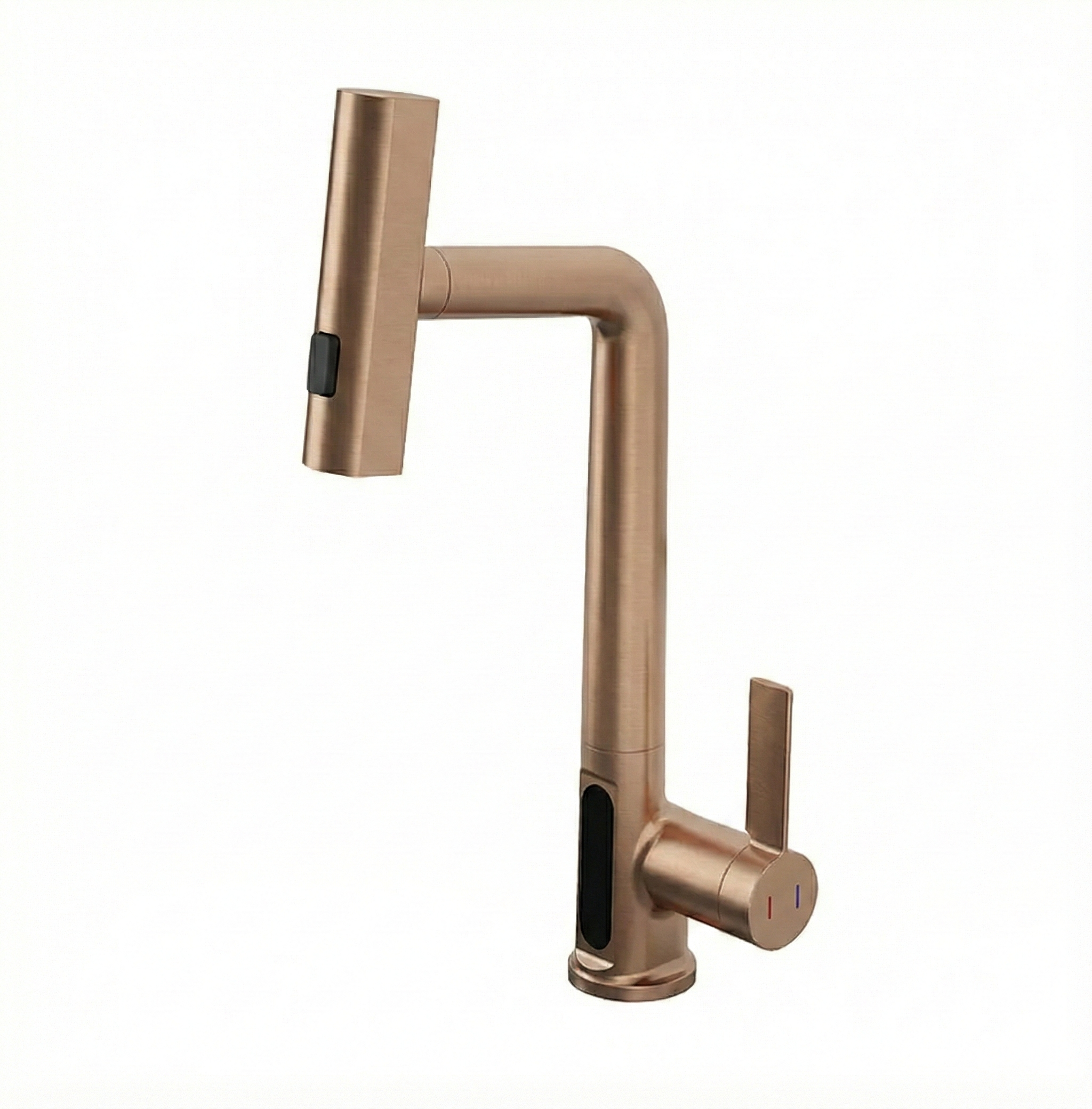 ברז מטבח נשלף + מפל וצג דיגיטלי | "חמת הפצה" | רוז גולד מוברש | מק"ט 085/4