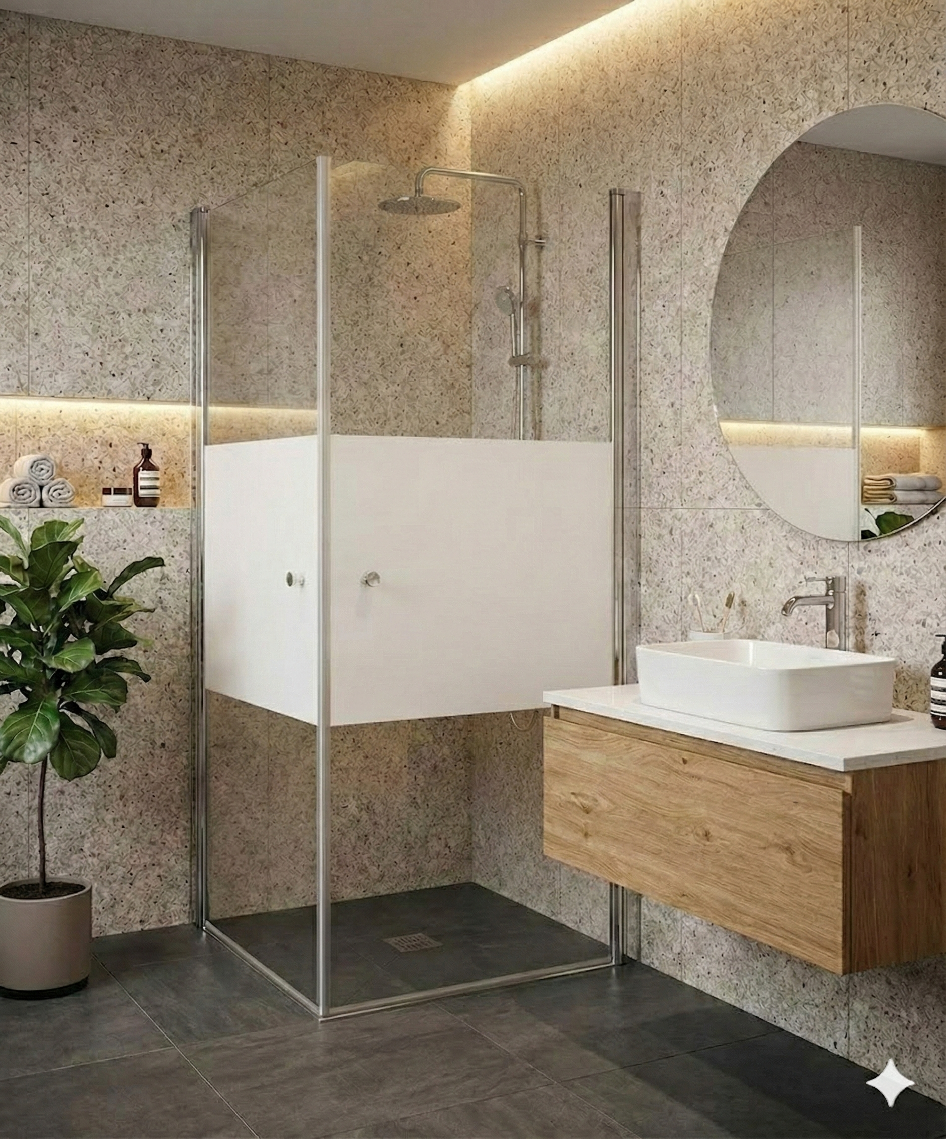 מקלחון דגם גולן בשילוב זכוכית חלבית מק"ט 601S