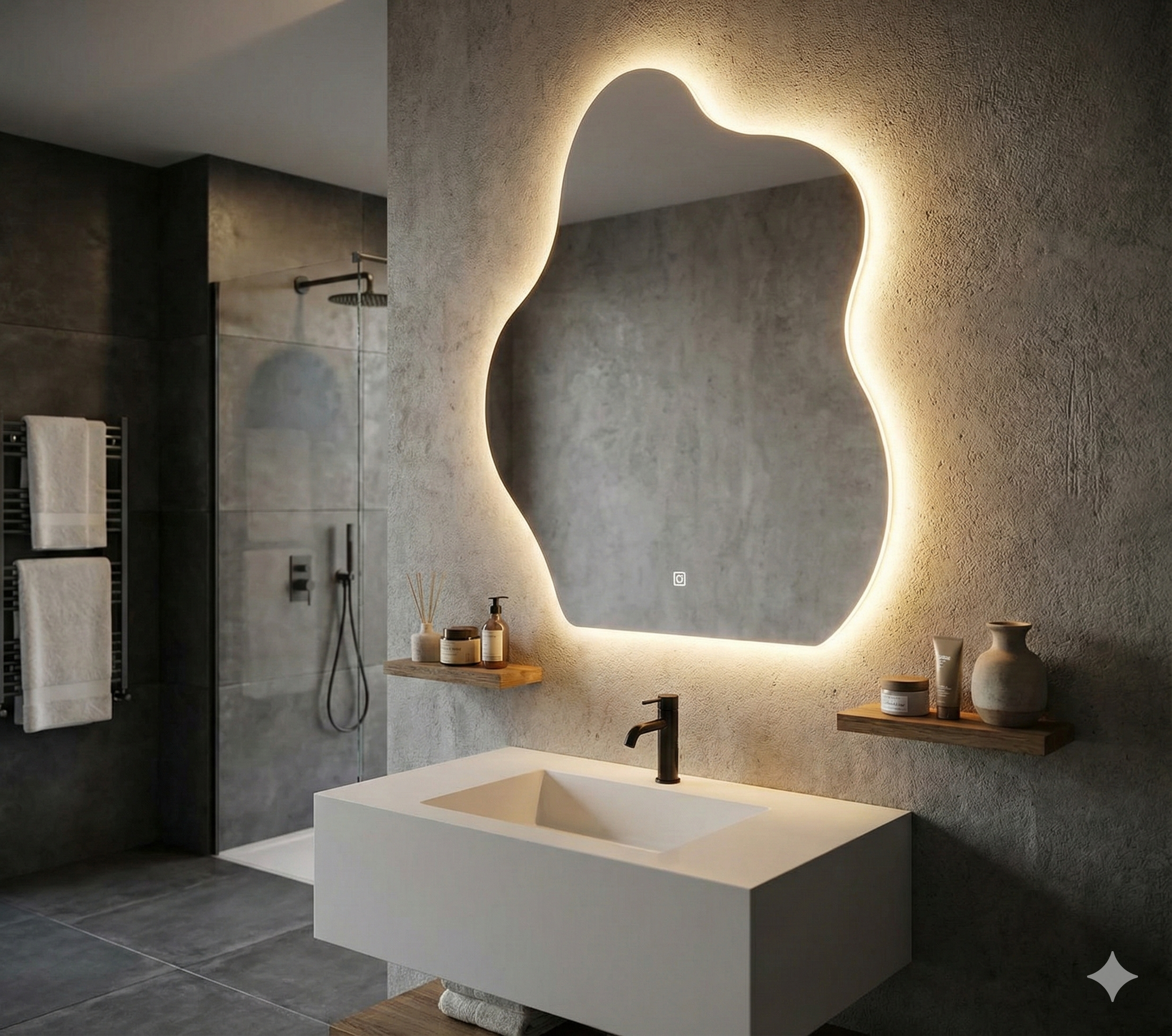 מראה לד צפה א - סימטרית צורת ענן | 3 מצבי תאורה  | 80*60 | מק"ט 10365/23