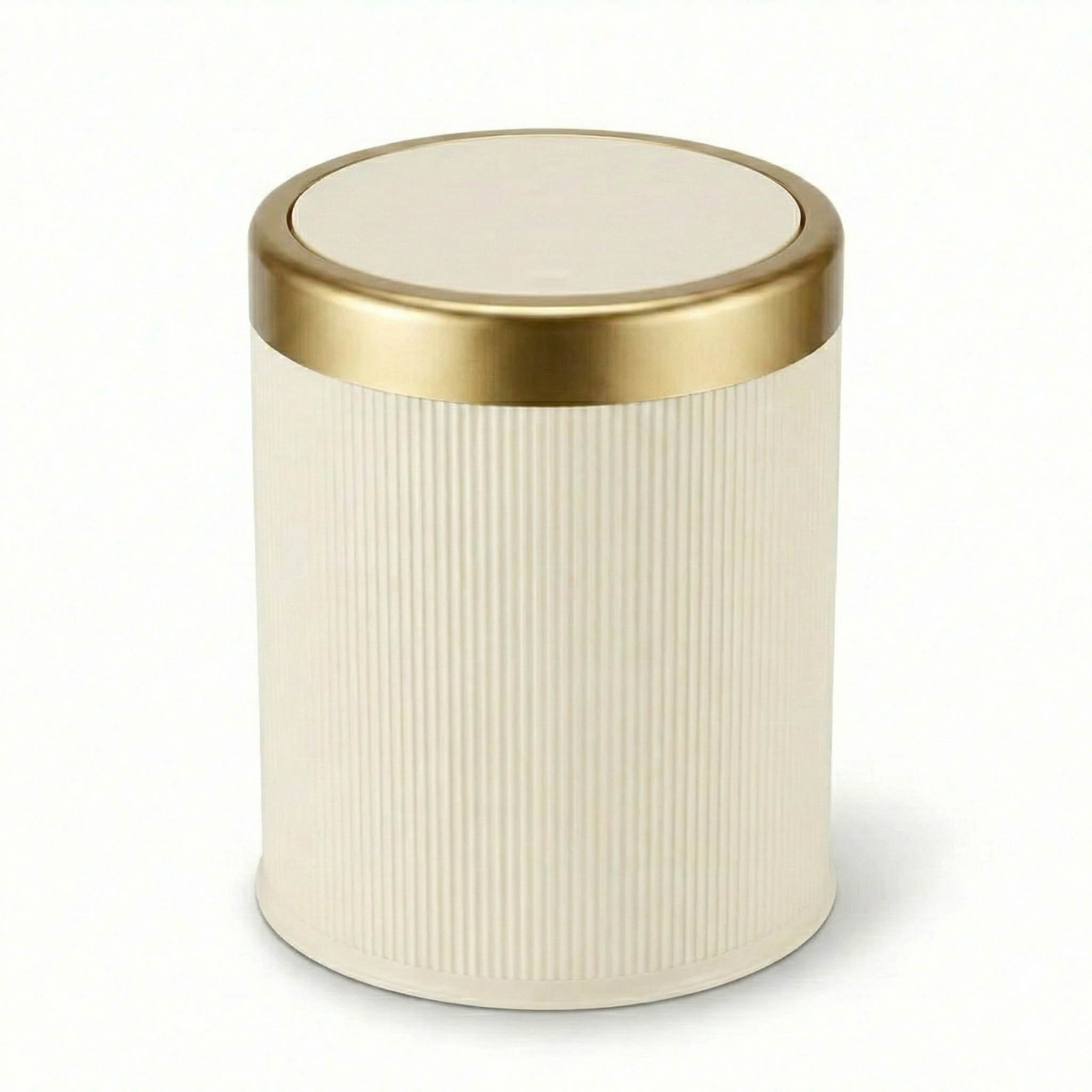 פח אשפה |  3 ליטר | נפתח בקליק | שמנת ב'ז פס זהב מוברש | מק"ט 030/5