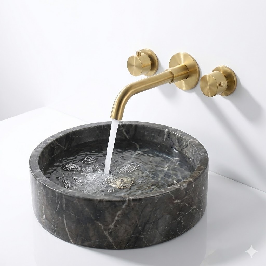 ברז אינטרפוץ מעוצב לכיור רחצה | דגם "רנאטה" | זהב מוברש | מק"ט  292/2