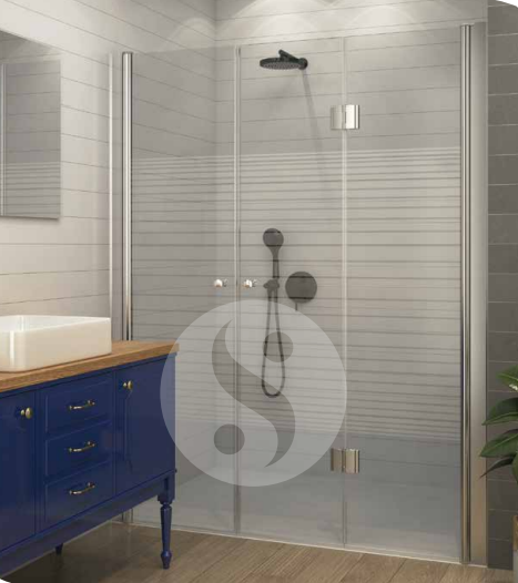 מקלחון חזית דלת הרמוניקה + דלת | פרופיל כרום | מק"ט 3134S