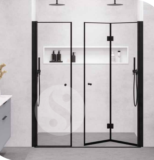 מקלחון חזית דלת הרמוניקה + דלת | פרופיל שחור | מק"ט 3135S