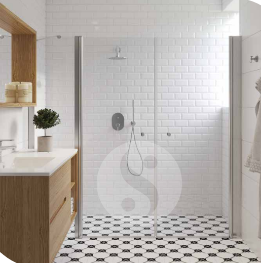 מקלחון חזית קבוע + דלתות | פרופיל כרום | מק"ט 3128S