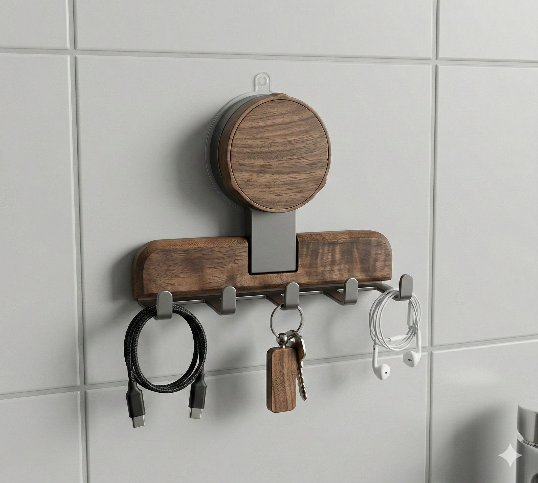 מתקון 4 קולבים | וואקום | שילוב עץ ודמוי | מק"ט 2023