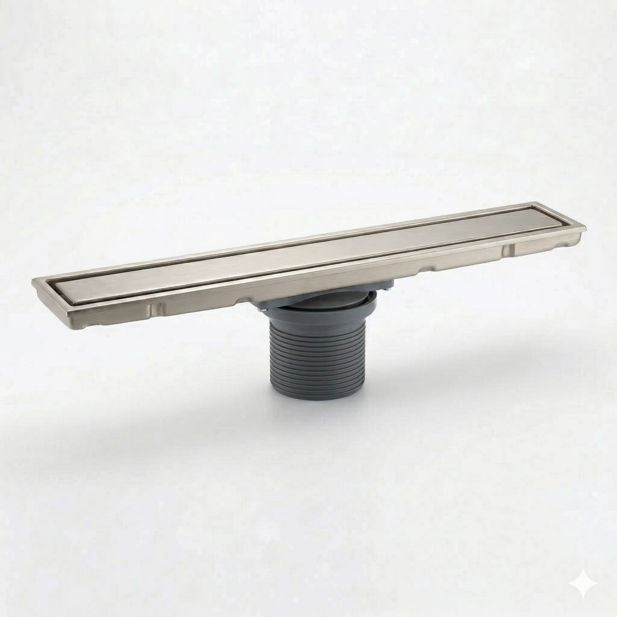 תעלת ניקוז 9/79 כולל מנגנון מונע ריחות וחרקים | נירוסטה אל חלד | יציאה ל 4 צול | אפשרות להכנסת אריח | ניקל מוברש | מק"ט 979BN