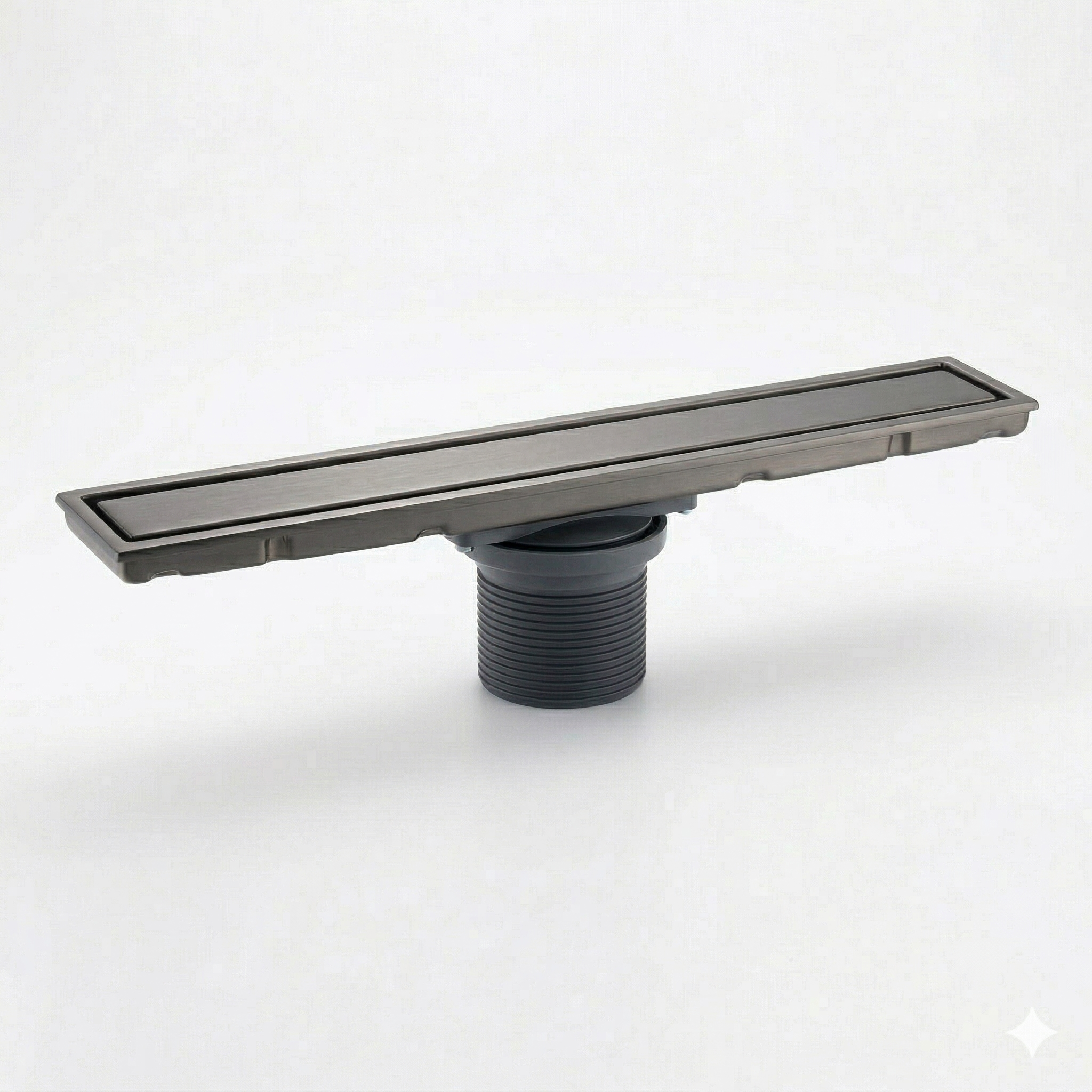 תעלת ניקוז 9/69 כולל מנגנון מונע ריחות וחרקים | נירוסטה אל חלד | יציאה ל 4 צול | אפשרות להכנסת אריח | אפור גרפיט | מק"ט 979GR